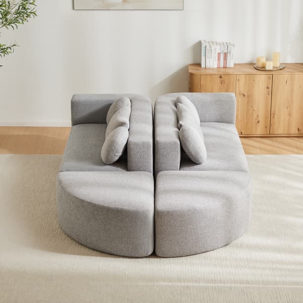 SONNENH Modulär soffa med sovfunktion, helt komprimerad molnsoffa, chenille, ingen montering, grå, B292 x D165 x H68 cm