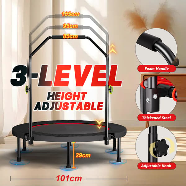 SONNENH 101cm Taitto Trampoliini Kahvalla ... Premium Elastic ... Musta