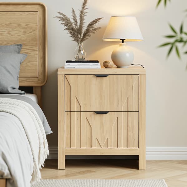 SONNENH Sengebord, MDF / Spånplade, Eg, 48 × 40 × 55,5 cm