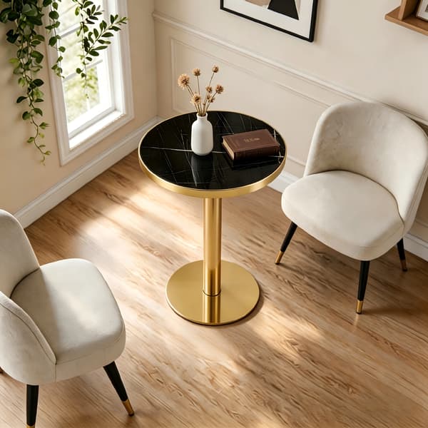 SONNENH Sidebord, MDF, Sort / Guldfarvet, 59,5 × 59,5 × 73,5 cm