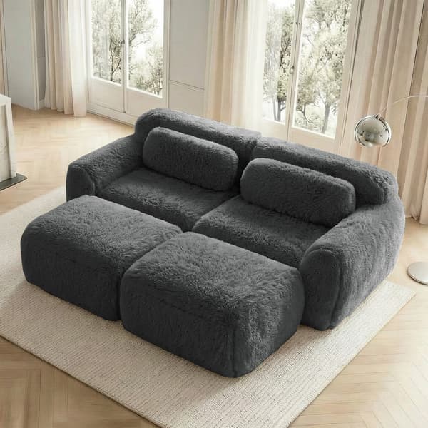 SONNENH Boneless Cloud Sofaer, Soft Fluffy Plush Fabric, Modular Sofa Bed med 2 Ottomans, To Sæder Sofaer, Montagefri