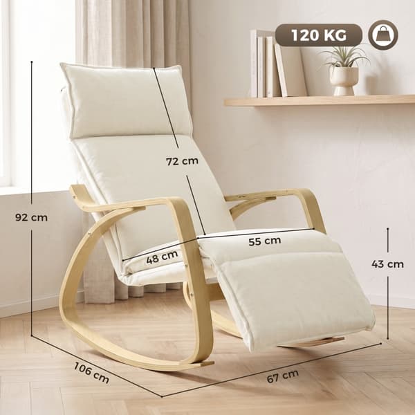 SONNENH Gungstol, Polyester, Krämvit, 106 × 67 × 92 cm