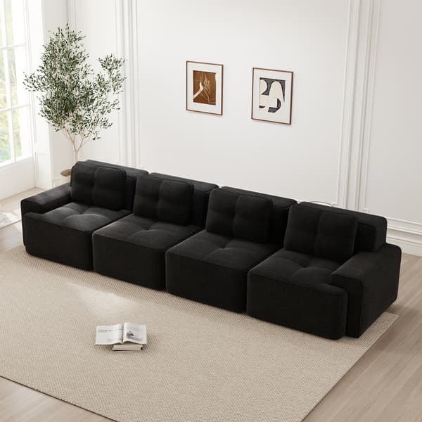 SONNENH Boneless Sofas för vardagsrum, Modular Sofa, 4 Seater Comfortable Upholstered Deep Seat Corduroy Cloud Sofa, Montering Gratis Soffa