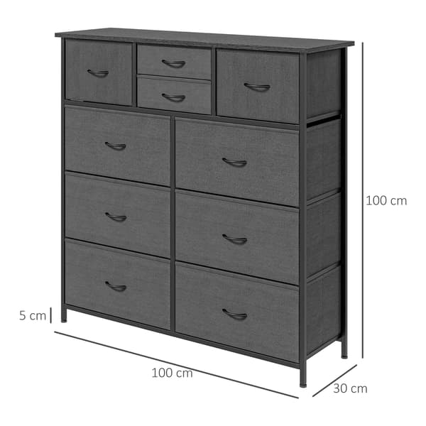 SONNENH Kommode, Stål, Sort, 100 × 30 × 100 cm