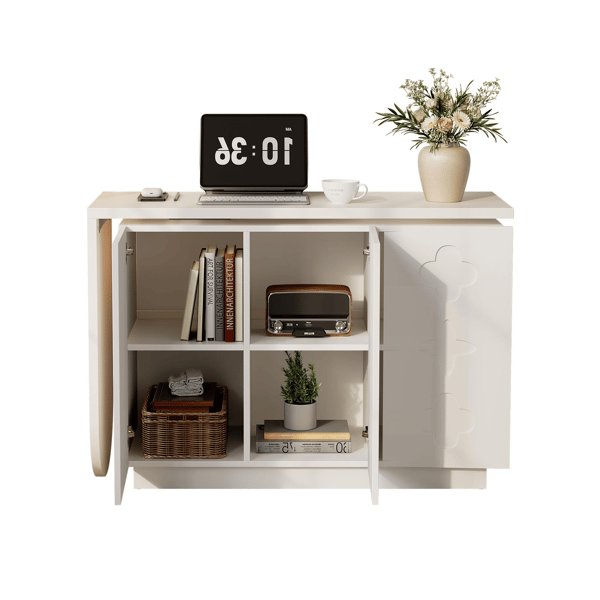 SONNENH Skrivbordsswivel L Shape Corner Computer Desk Office Table Dressing Table White 110cm