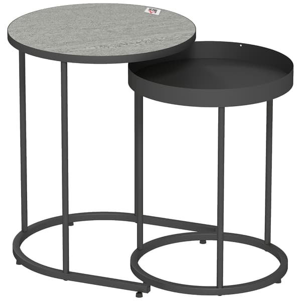 SONNENH 2-delars set vardagsrumsbord, stapelbara, brickdesign, metall, grå