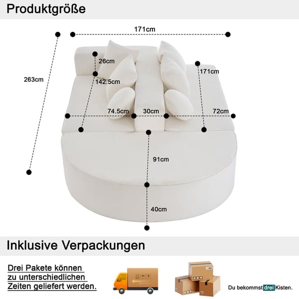 SONNENH Helt komprimerad benlös soffa, vardagsrum/sovrum med segmenterad molnsoffa, modern modulsoffa, ingen montering, bekvämt hudvänligt chenilletyg