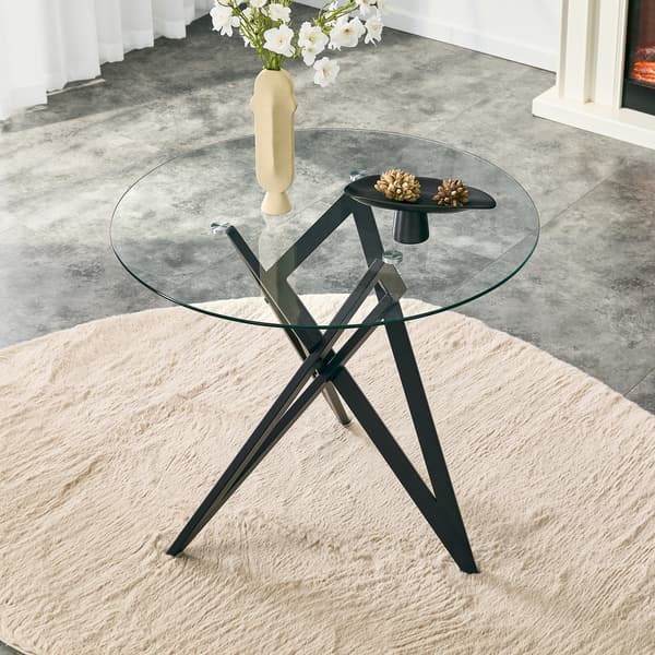 SONNENH Sofabord, Glas / Metal, Sort, 85 × 85 × 75,7 cm