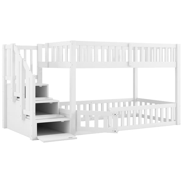 SONNENH 90X200 Bunk Bed, stege med lagring, vit