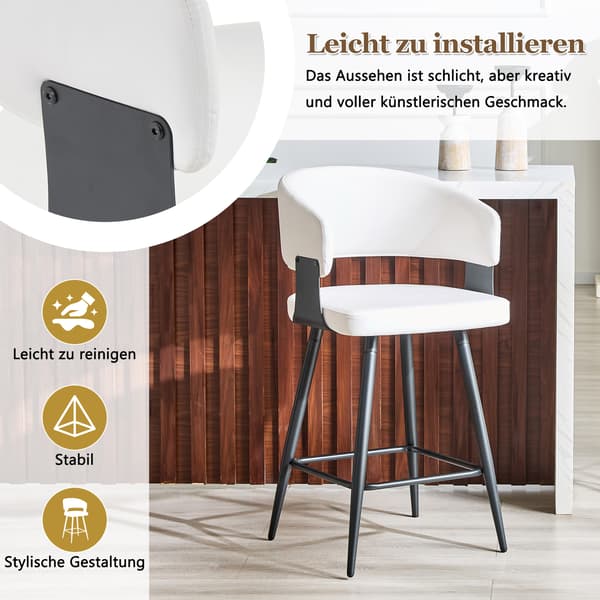 SONNENH Barstol – set med 2, PU, Vit, 47 × 46,5 × 94,5 cm