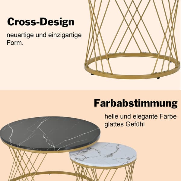 SONNENH Soffbord – set med 2, MDF, Svart, 70 × 70 × 45 cm