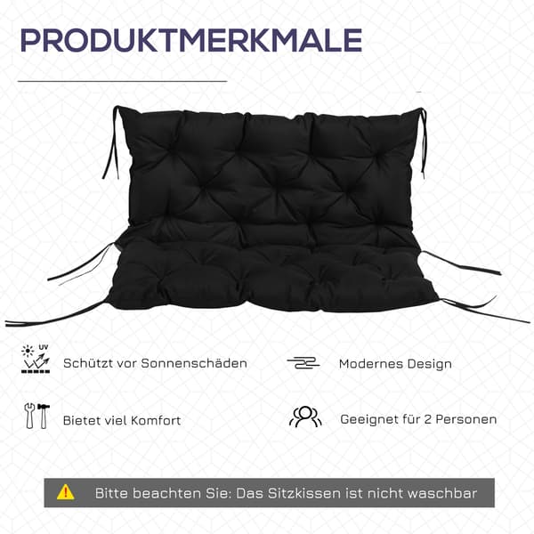 SONNENH Sittdyna, Polyester, Svart, 100 × 98 × 8 cm