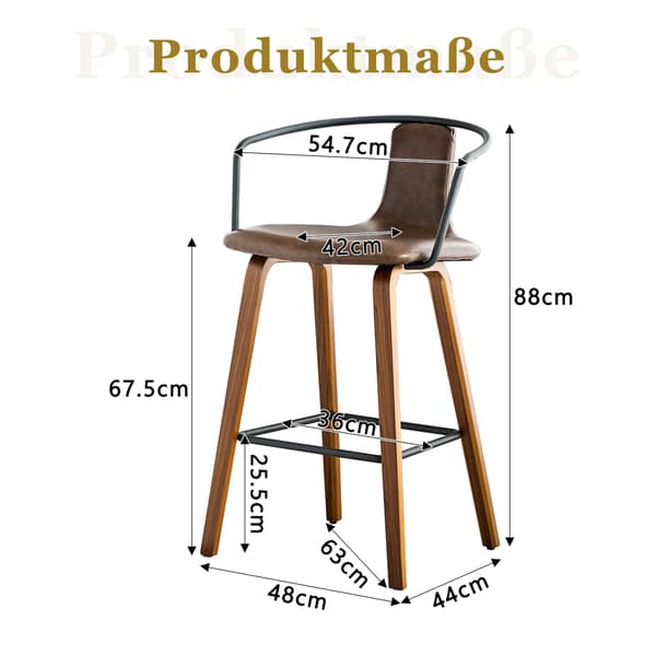 SONNENH Barstol – set med 2, Trä, Brun, 54,7 × 44 × 88 cm