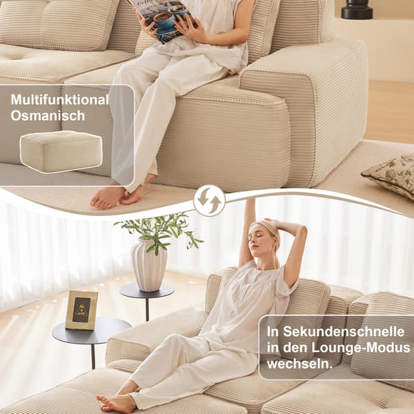 SONNENH Cloud Modular Sofa Boneless Sofa, Modular Corner Sofa, Overdimensioneret Modular Cloud Sofa, Komfortabel Corduroy Cloud Sofa