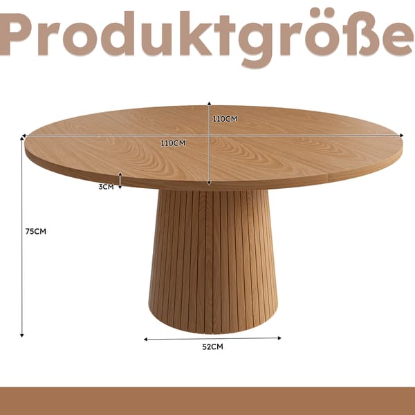SONNENH Matbord, MDF, Ek, 110 × 110 × 75 cm