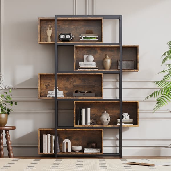 SONNENH Reol, MDF, Sort / Brun, 121 × 35 × 176 cm