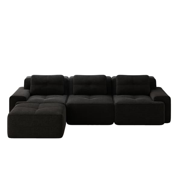SONNENH Cloud Modular Sofa Boneless L Shaped Sofa, Modular Sofa med Ottoman, Modular Cloud Sofa, 3 Seater Corduroy Cloud Sofa för vardagsrum