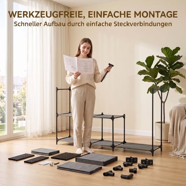 SONNENH Opbevaringsskab, Polyester, Sort, 182 × 43 × 182 cm