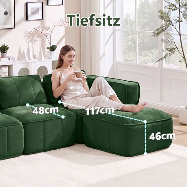 SONNENH 3-sitssoffa, Polyester, Grön, 271 × 162 × 67 cm
