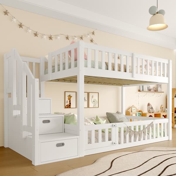 SONNENH 90X200 Bunk Bed, stege med lagring, vit