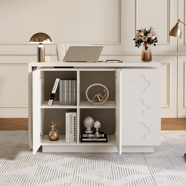 SONNENH Skrivbordsswivel L Shape Corner Computer Desk Office Table Dressing Table White 110cm