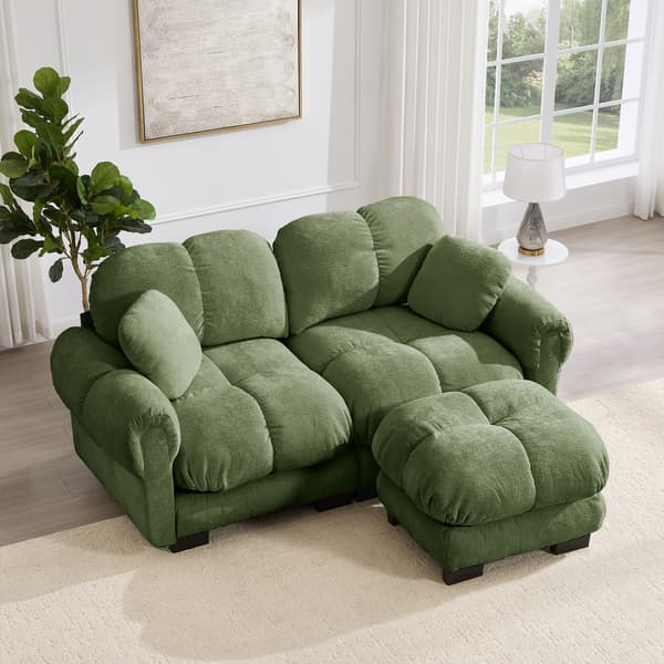 SONNENH 2-Sæder Chenille Sofa, L- formet Modular Corner Sofa, Fine Quiltet Design, Elegant Style, Tyk Sæde Cushions, Soft & Supportive