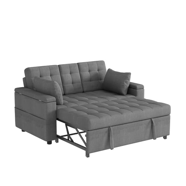 SONNENH Sovesofa, Hørlook, Grå, 159 × 142,5 × 92 cm