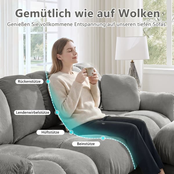 SONNENH 2-sitsig Chenille Sofa, L-formad Modular Corner Sofa, Fine Quilted Design, Elegant Style, Thick Seat Cushions, Soft & Supportive
