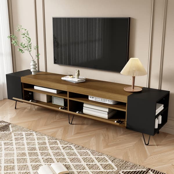SONNENH Moderne tv-skab, sort og træ look - længde 180 cm