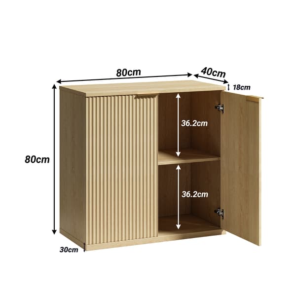 SONNENH Skænk, MDF, Eg, 80 × 40 × 80 cm