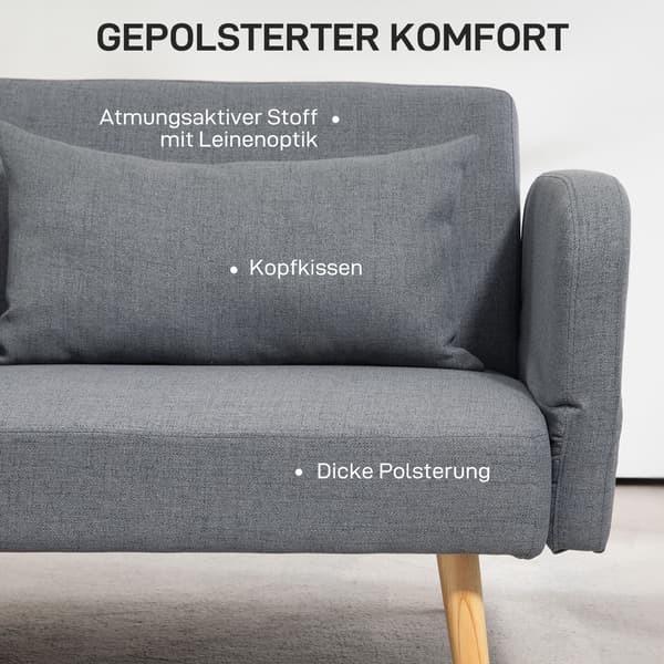 SONNENH Bäddsoffa, Polyester, Grå, 170 × 83 × 80 cm