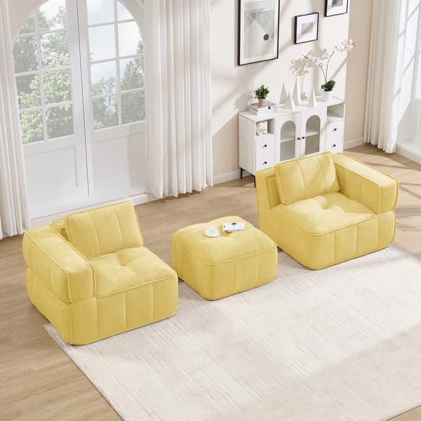 SONNENH 2-personers sofa, Polyester, Gul, 198 × 162 × 67 cm