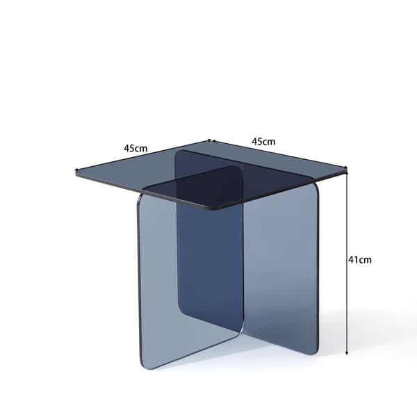SONNENH Tempered Grey Bent Glass Side Table, Transparent End Table, Sofa Table