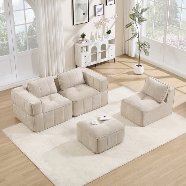SONNENH 3-personers sofa, Polyester, Beige, 271 × 162 × 67 cm