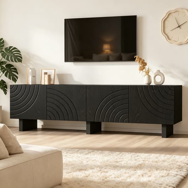 SONNENH TV-bord, Spånplade, Sort, 180 × 40 × 55 cm