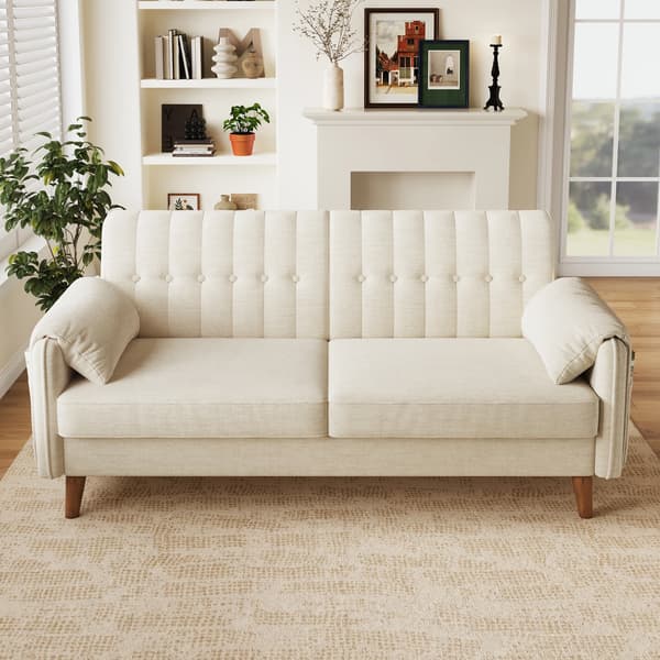 SONNENH 2-sitssoffa, Chenille, Beige, 161,5 × 79 × 83,5 cm
