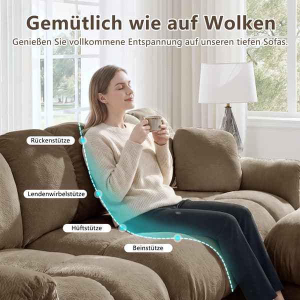 SONNENH 2-sitsig Chenille Sofa, L-formad Modular Corner Sofa, Fine Quilted Design, Elegant Style, Thick Seat Cushions, Soft & Supportive