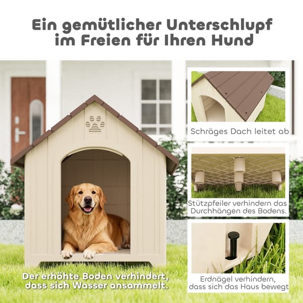 SONNENH Hundehus, Polyethylen, Beige, 88 × 79 × 89 cm