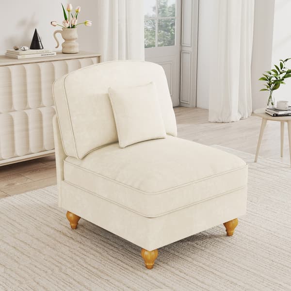 SONNENH Windsor-soffa utan armstöd Chenille med 1 kudde - Vit
