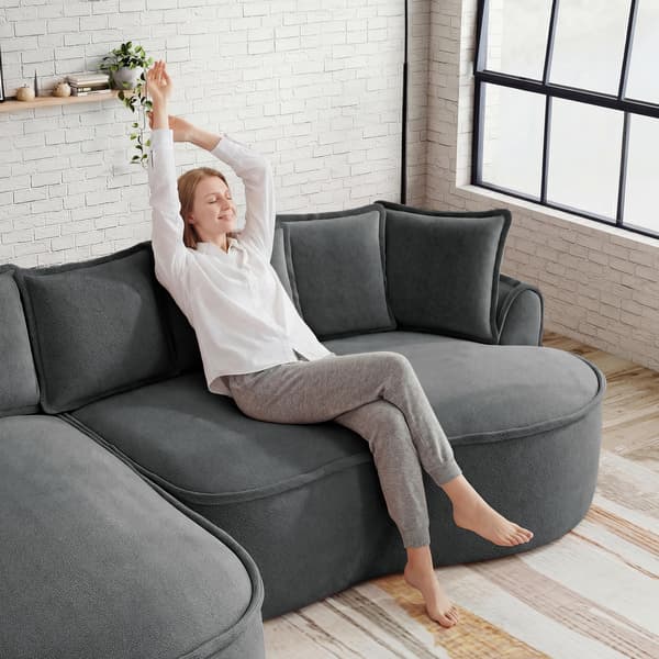 SONNENH Manchester Vänster Chaise-soffa med kuddar Chenille -Grå