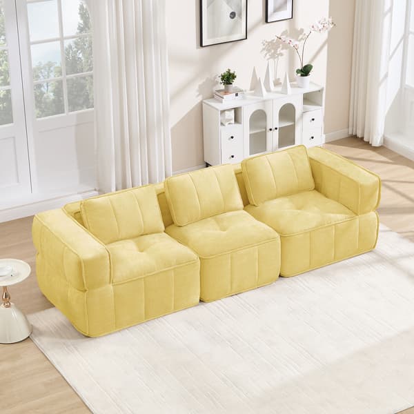 SONNENH 3-sitssoffa, Polyester, Gul, 271 × 93 × 67 cm