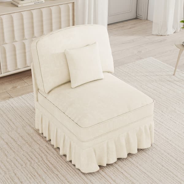 SONNENH Windsor-soffa utan armstöd Chenille med 1 kudde - Vit