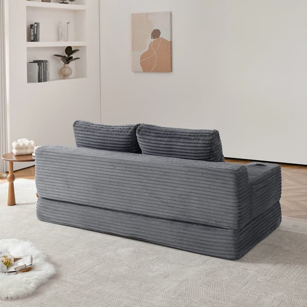 SONNENH Sovesofa, Fløjl, Grå, 180 × 85 × 62 cm