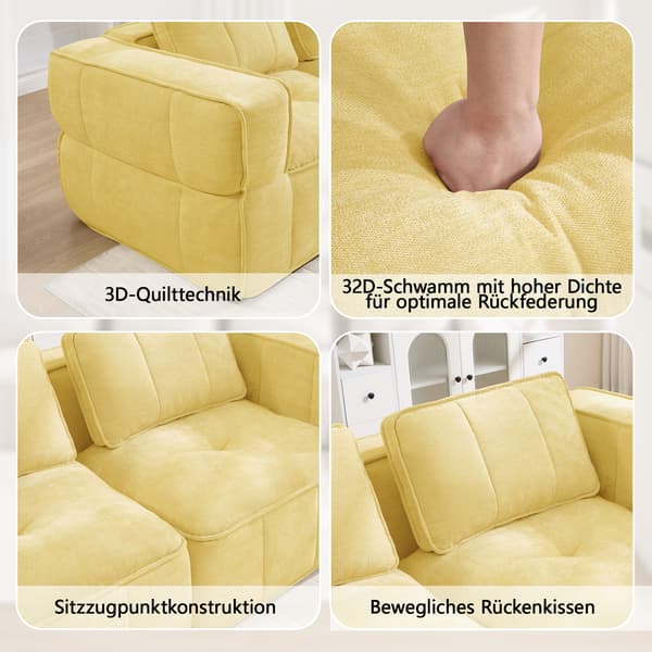 SONNENH 2-sitssoffa, Polyester, Gul, 198 × 162 × 67 cm