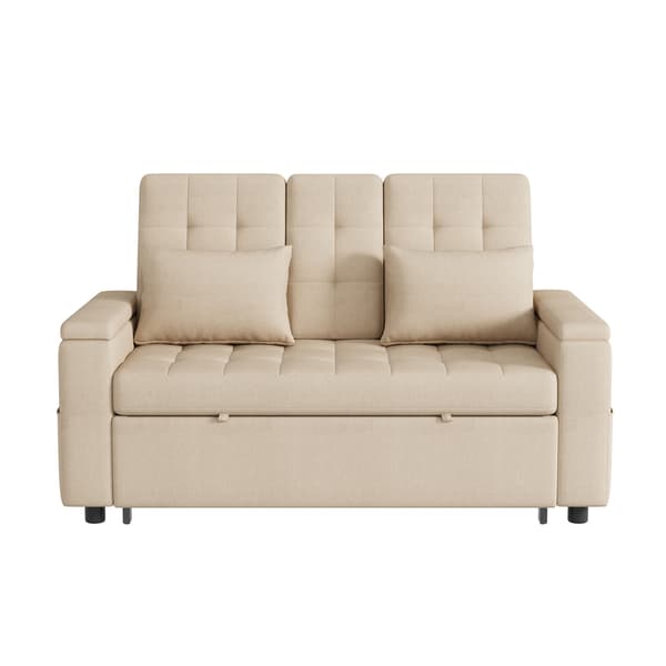 SONNENH Bäddsoffa, Linnelook, Beige, 159 × 142,5 × 92 cm