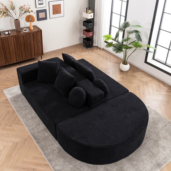 SONNENH Helt komprimerad benlös soffa, vardagsrum/sovrum med segmenterad molnsoffa, modern modulsoffa, ingen montering, bekvämt hudvänligt chenilletyg