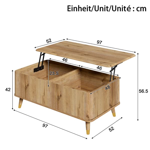 SONNENH Soffbord, MDF, Naturfärgad, 97 × 52 × 56,5 cm
