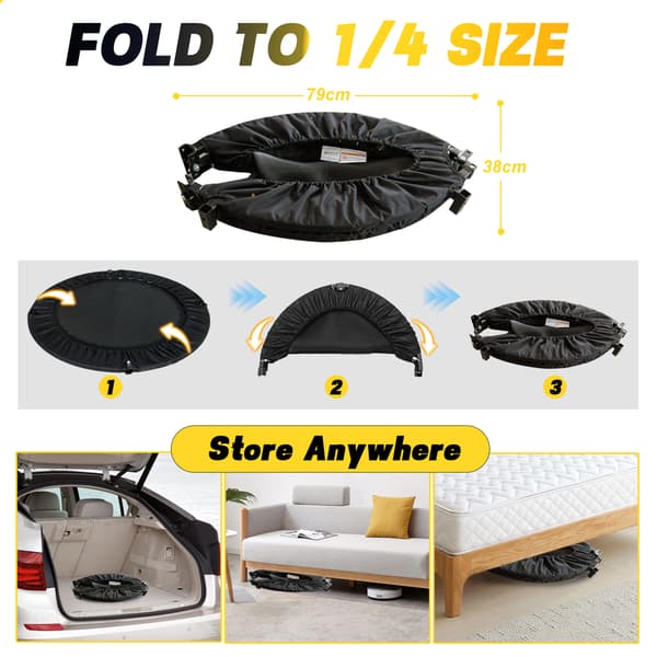 SONNENH 101cm Taitto Trampoliini Kahvalla - Standard Spring - Musta