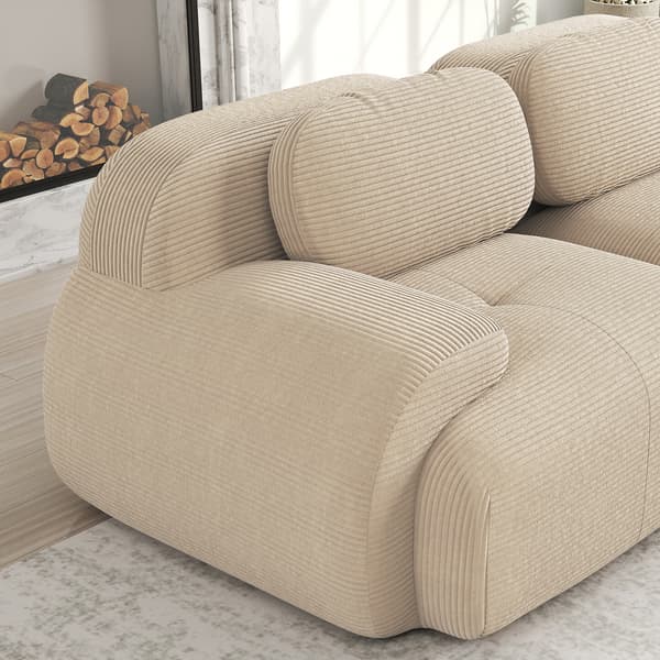 SONNENH Modulär U-formad soffa utan montering, soffram utan ram, andningsbart kordtygsfabric, 32D högelastisk stoppning, extra breda armstöd