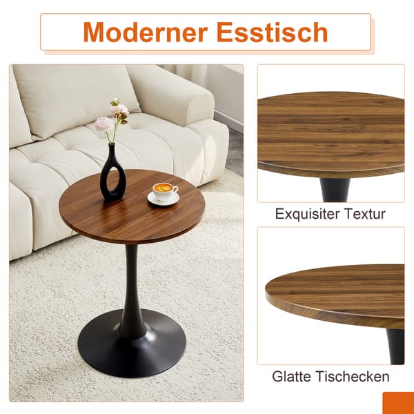 SONNENH Matbord, MDF / Metall, Svart / Valnöt, 60 × 60 × 72 cm